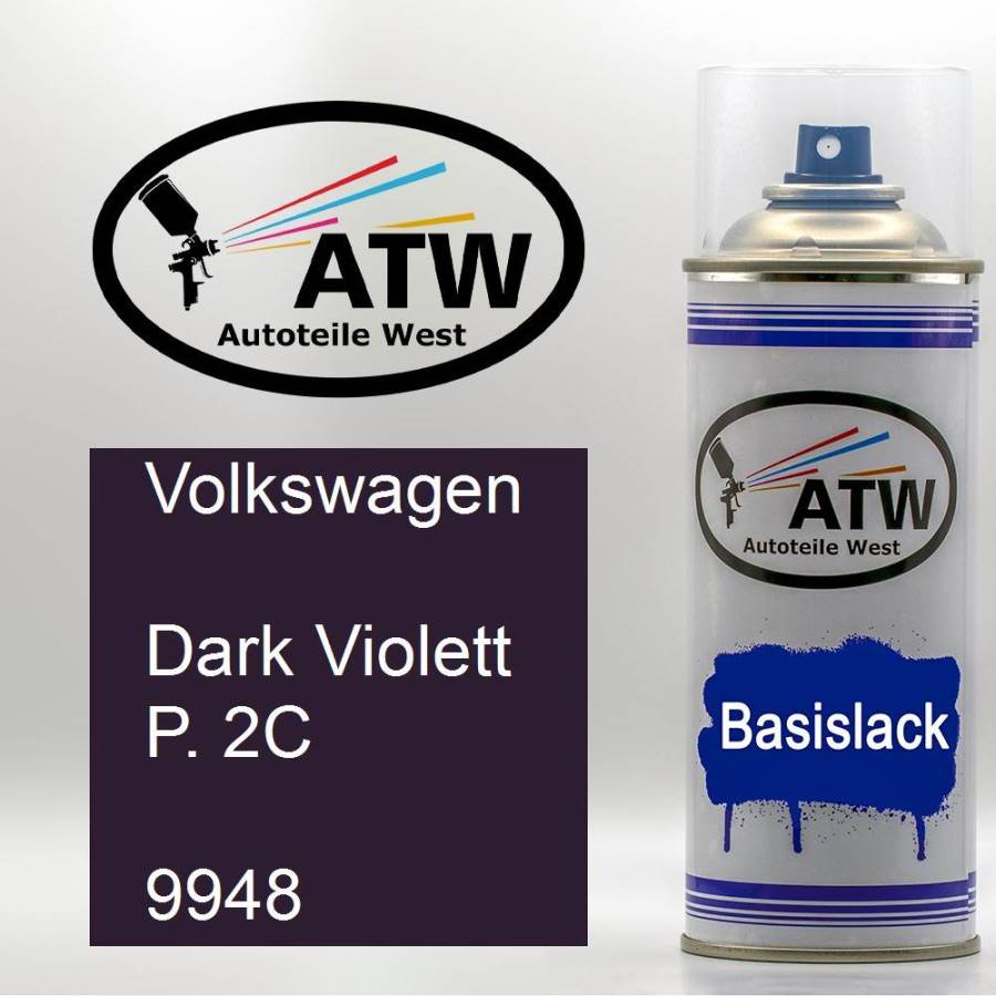 Volkswagen, Dark Violett P. 2C, 9948: 400ml Sprühdose, von ATW Autoteile West.